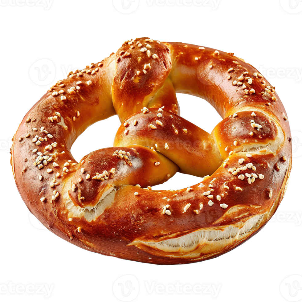 AI generated Bavarian pretzel with sesame seeds isolated on transparent background png