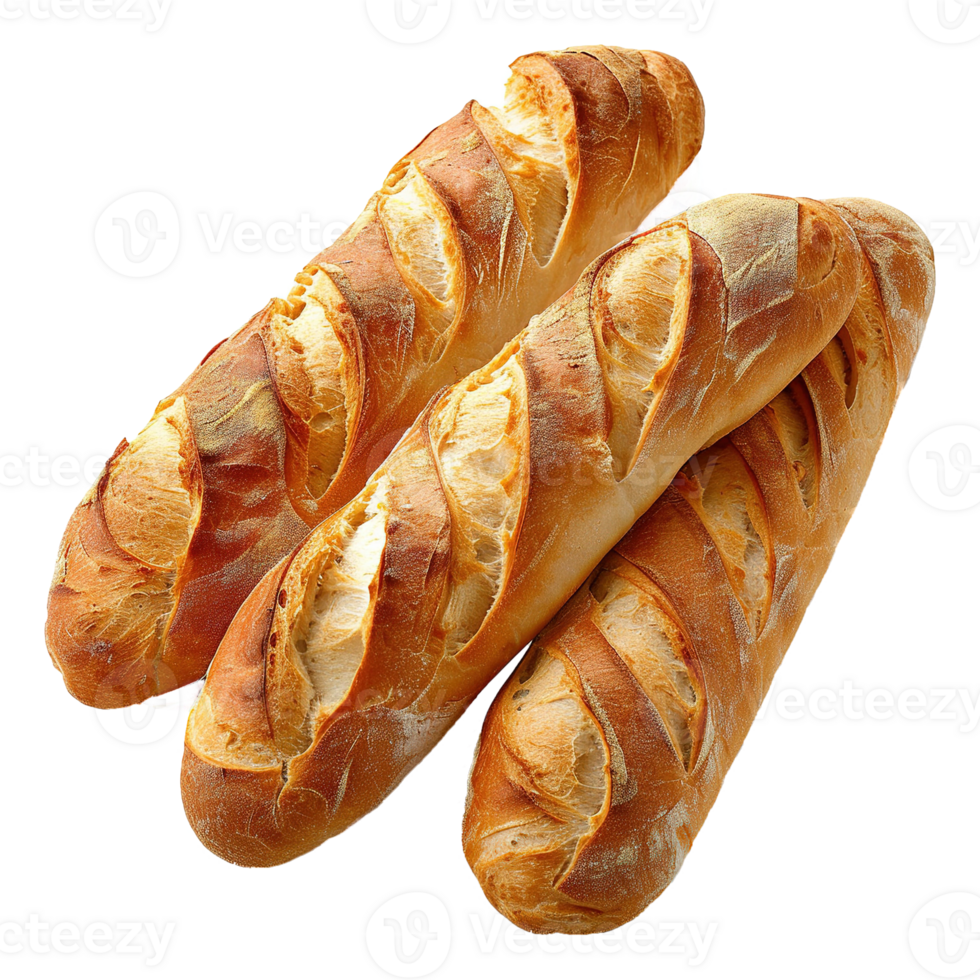 AI generated French baguette isolated on transparent background png