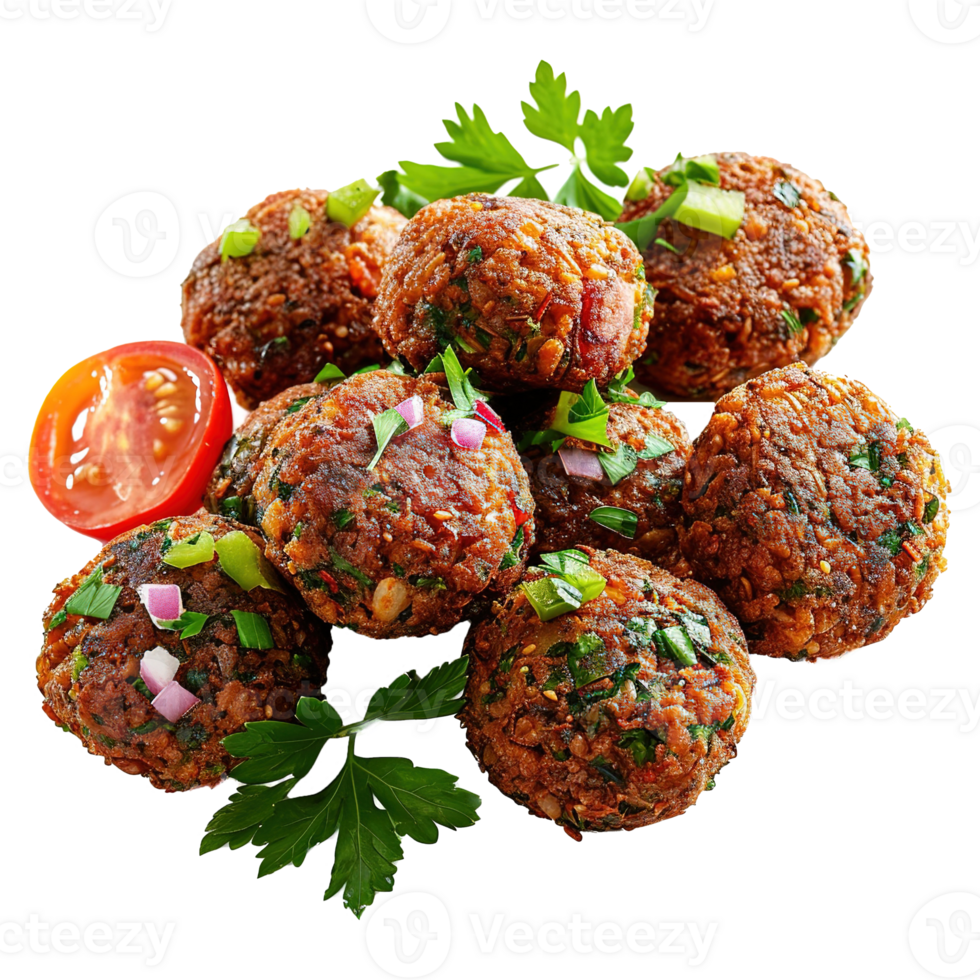 AI generated Falafel ball with parsley and spices isolated on transparent background png