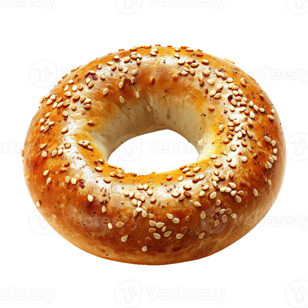 AI generated Bagel with sesame seeds isolated on transparent background png