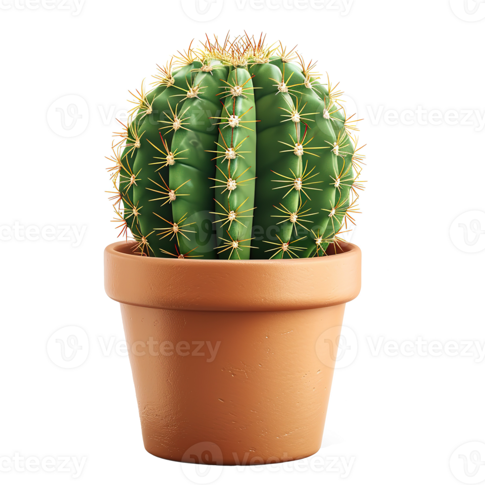 AI generated Cactus in pot isolated on transparent background png