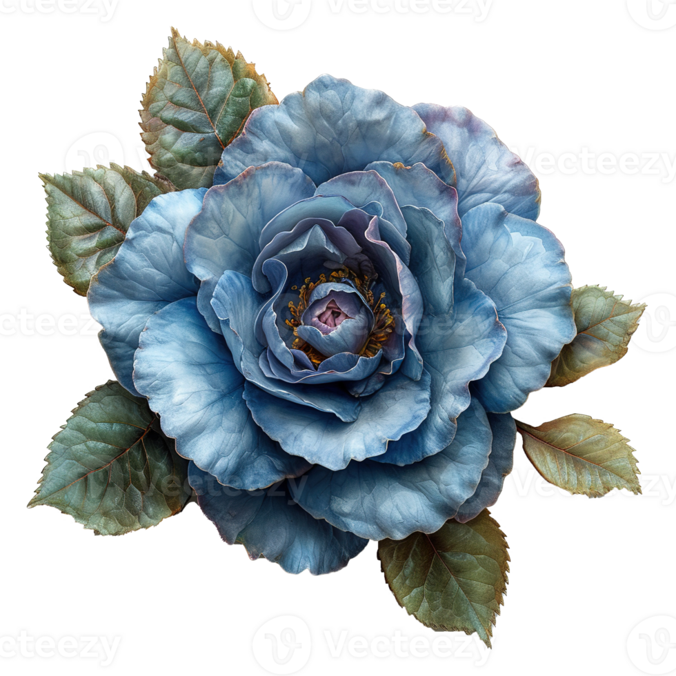 AI generated Blue rose flower isolated on transparent background png