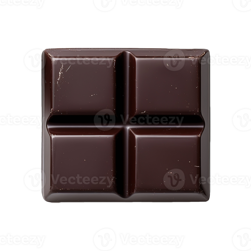 AI generated dark chocolate bar isolated on transparent background png