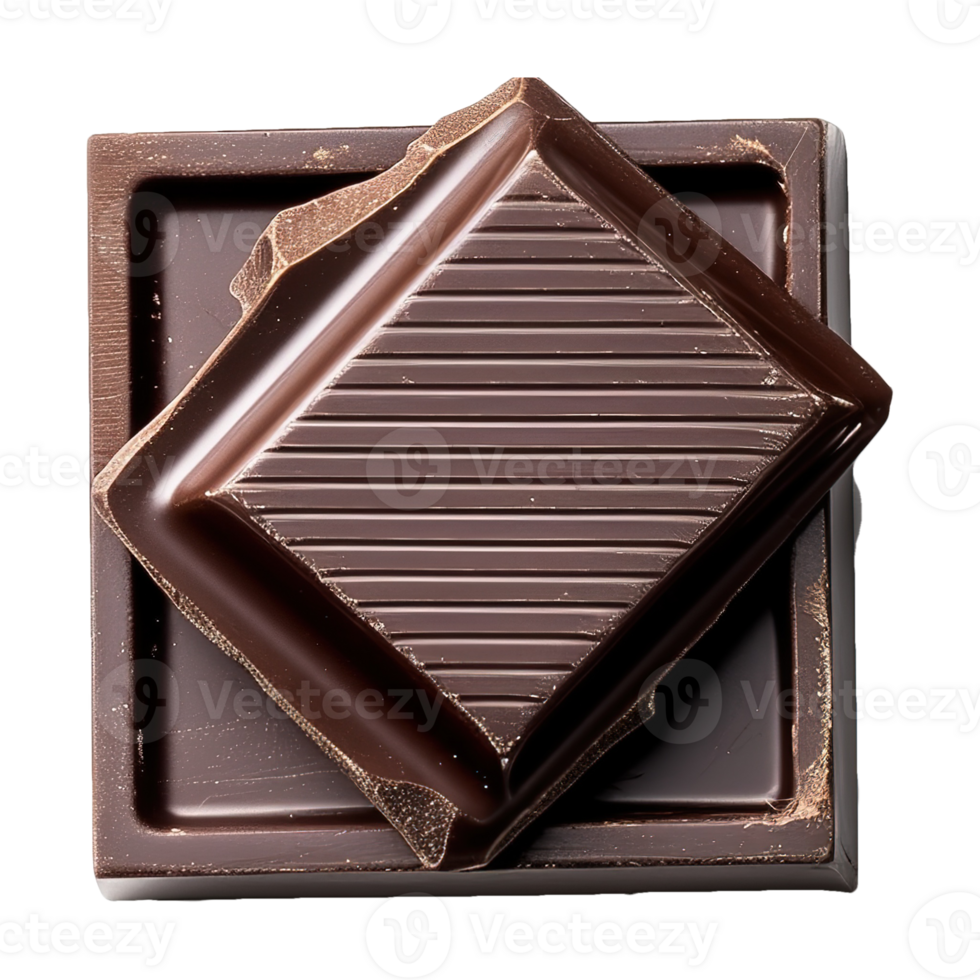 AI generated dark chocolate bar isolated on transparent background png