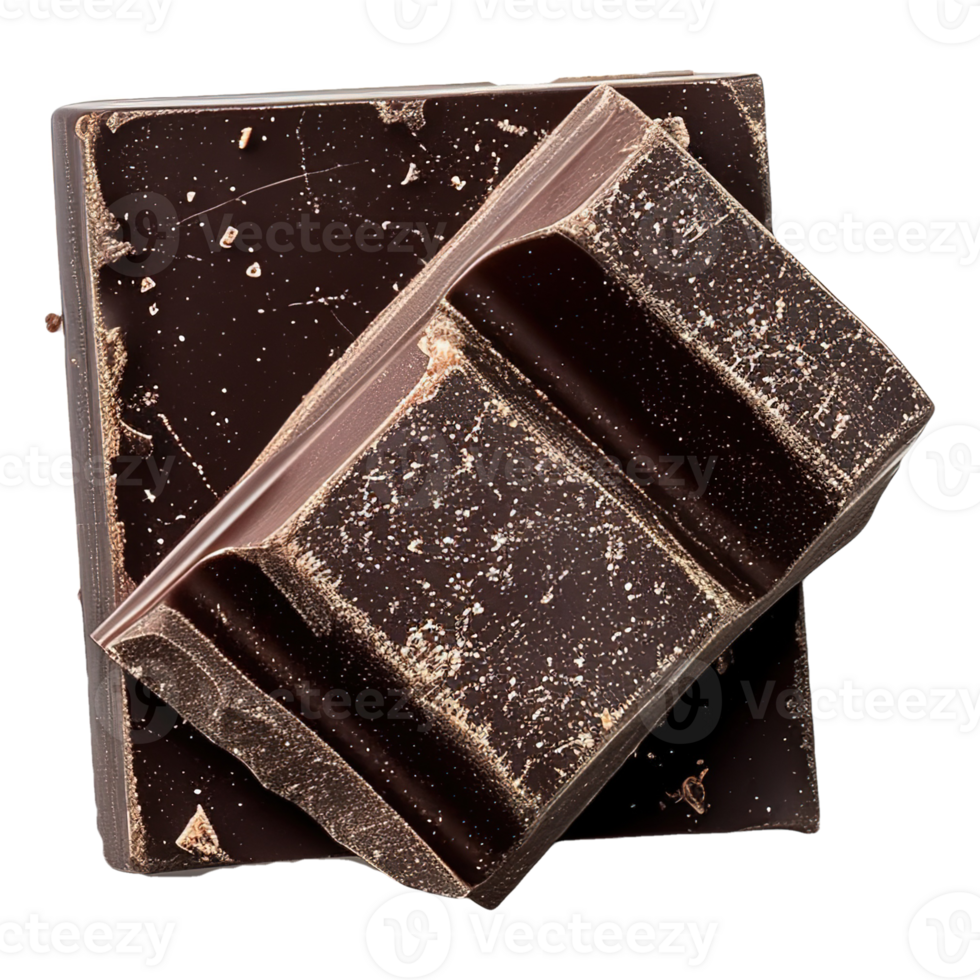 AI generated dark chocolate bar isolated on transparent background png