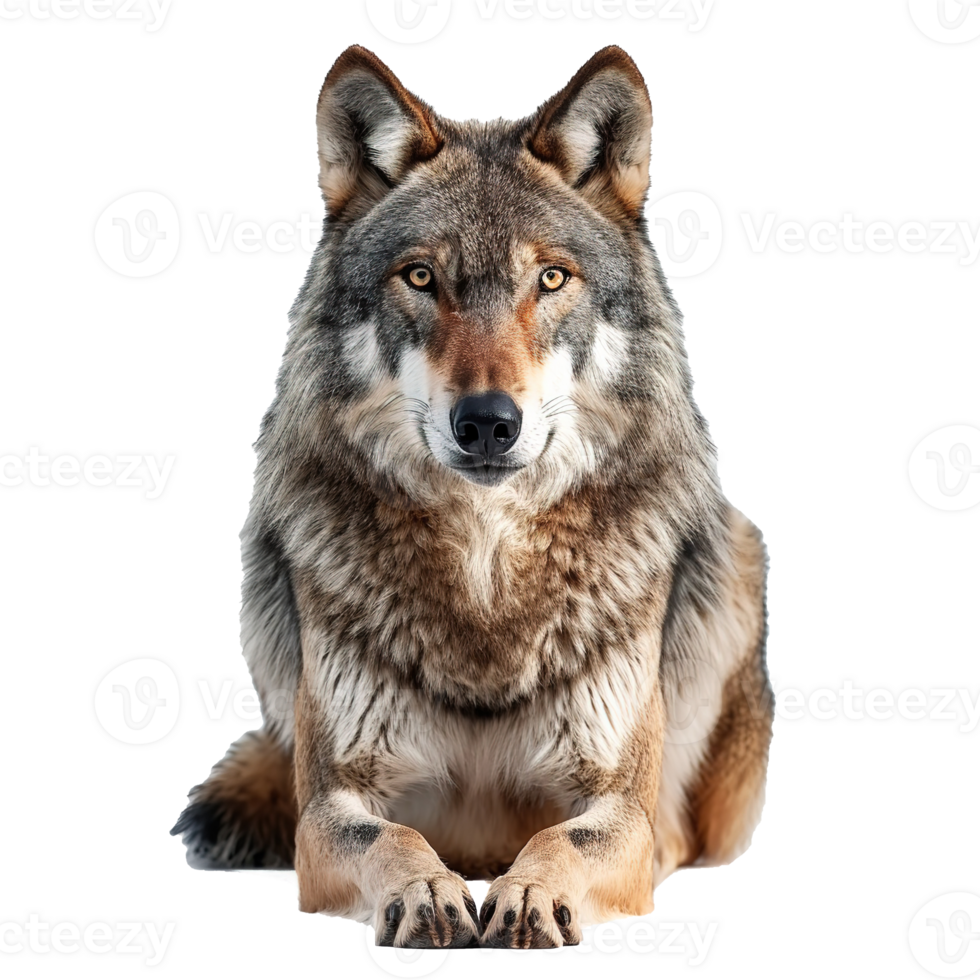 AI generated Gray Wolf sitting isolated on transparent background png