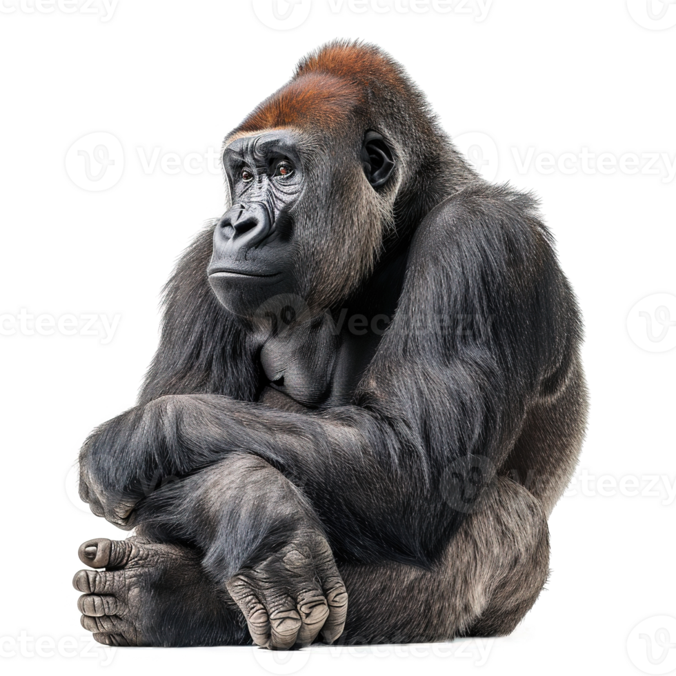 AI generated Front view of a Western Lowland Gorilla isolated on transparent background png