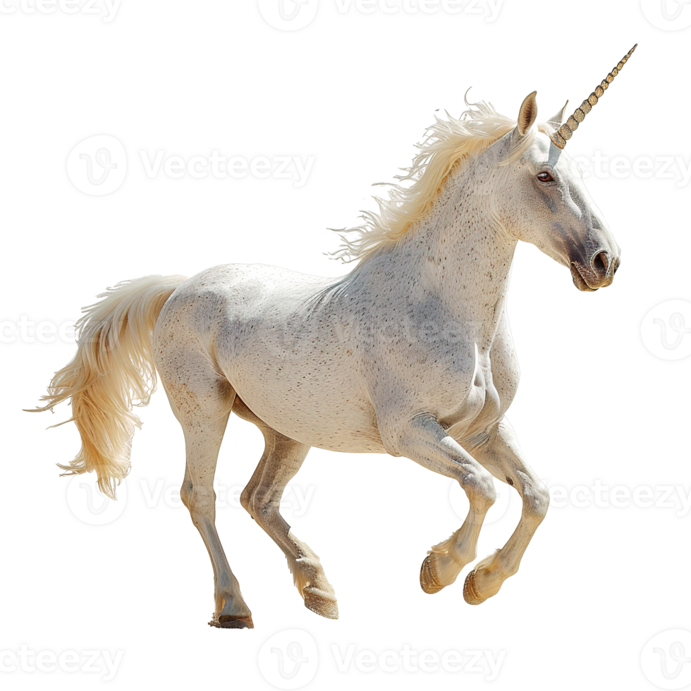 AI generated White unicorn isolated on transparent background png