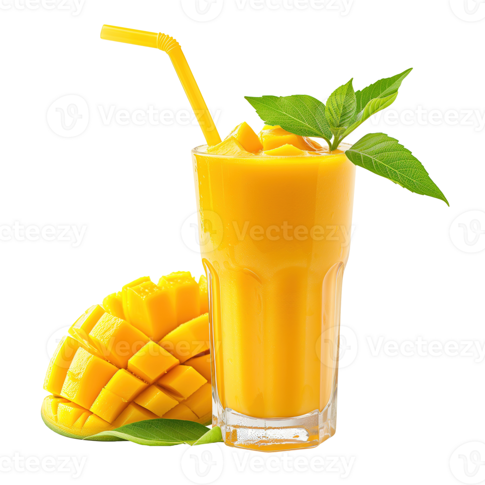 AI generated Fresh mango juice isolated on transparent background png