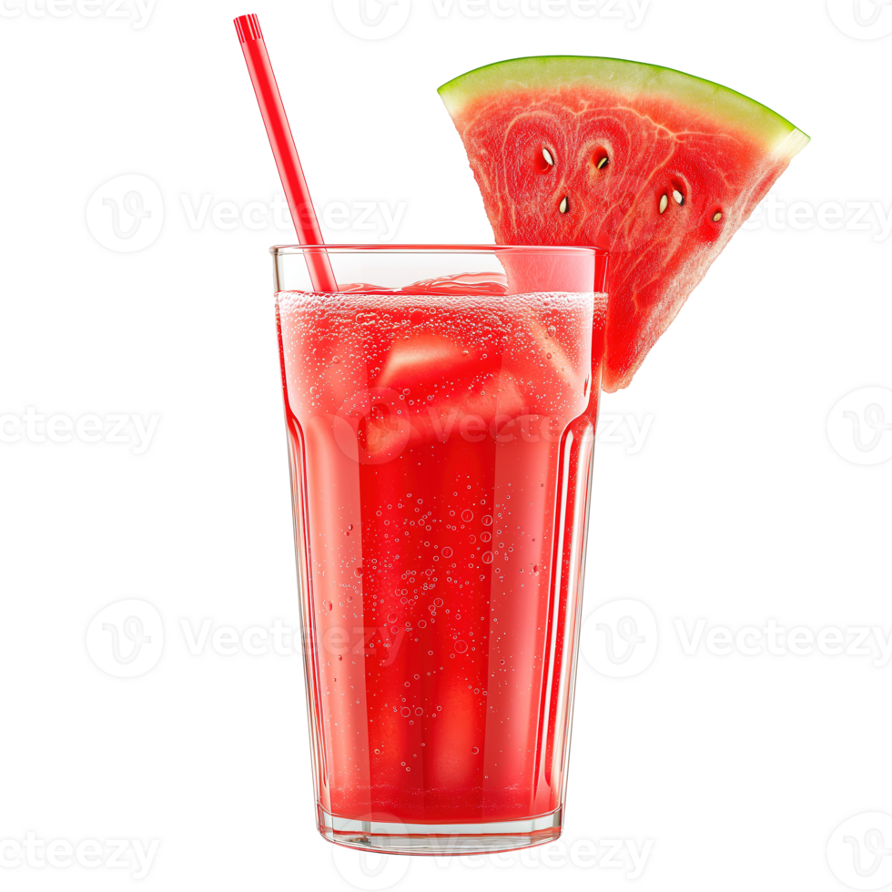 AI generated Watermelon juice in a glass isolated on transparent background png