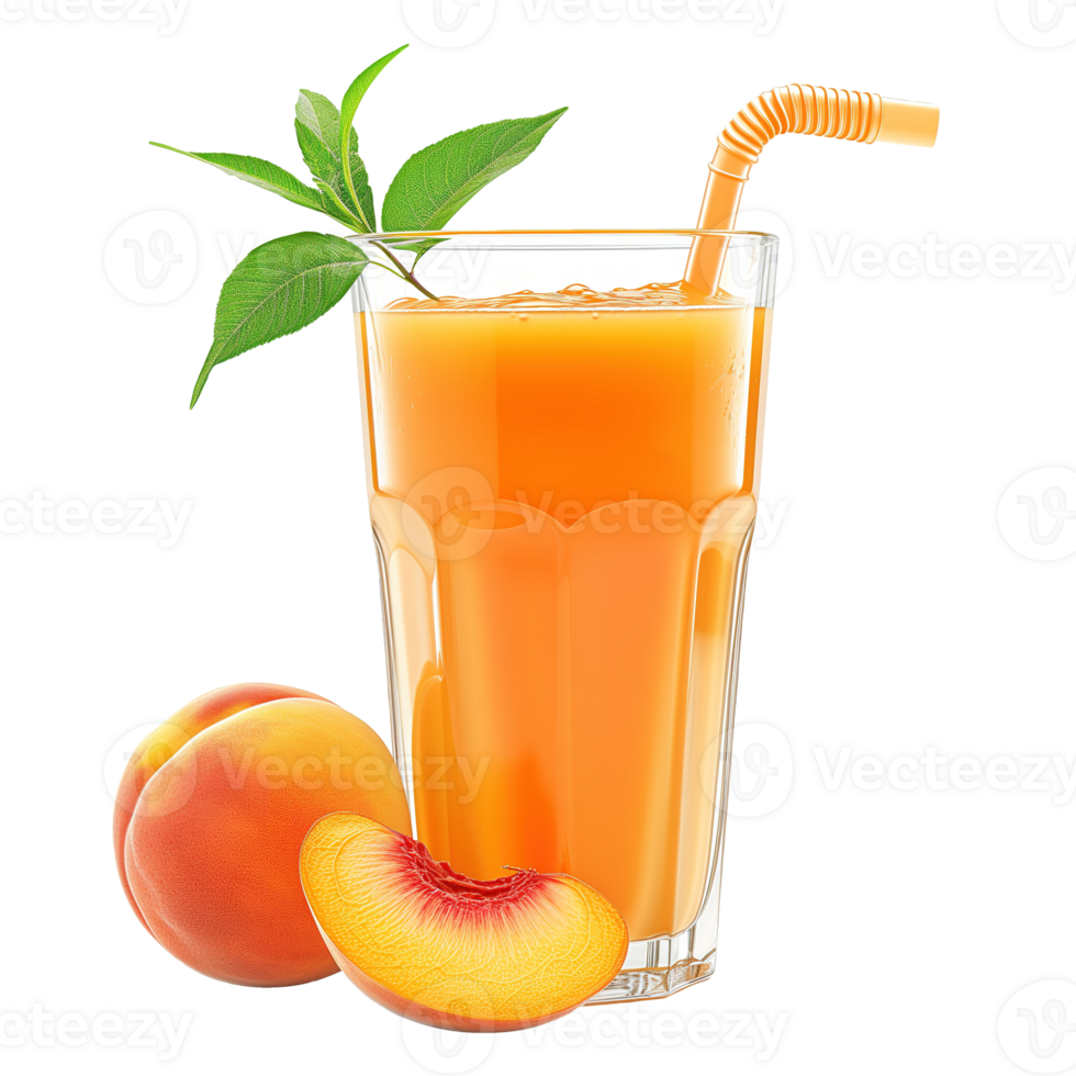 AI generated Fresh peach juice isolated on transparent background png