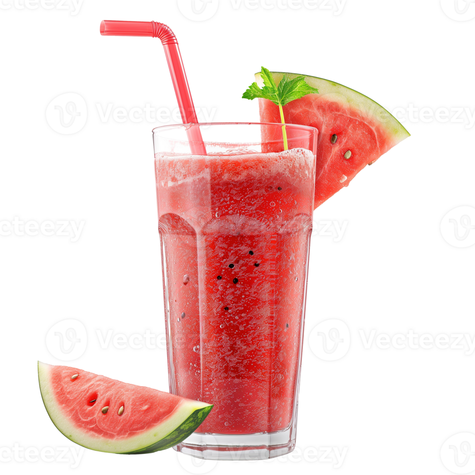 AI generated Watermelon juice in a glass isolated on transparent background png