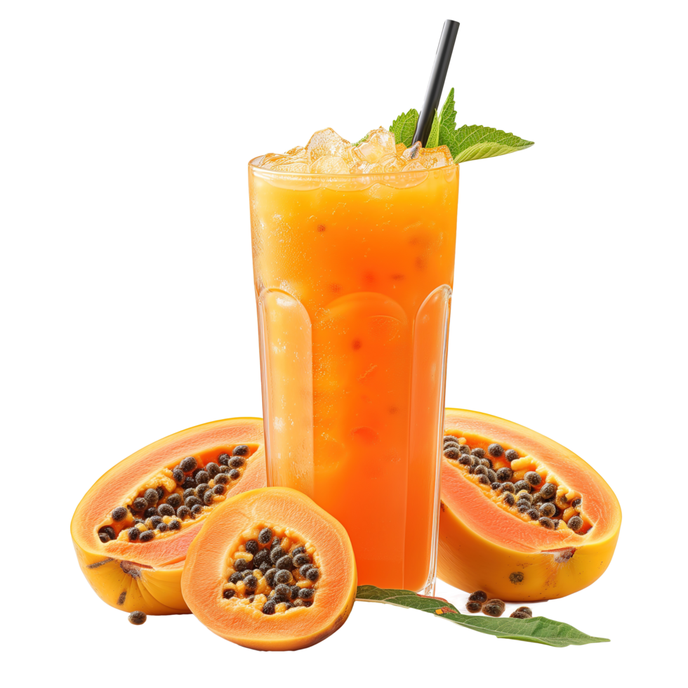 AI generated Papaya juice isolated on transparent background png