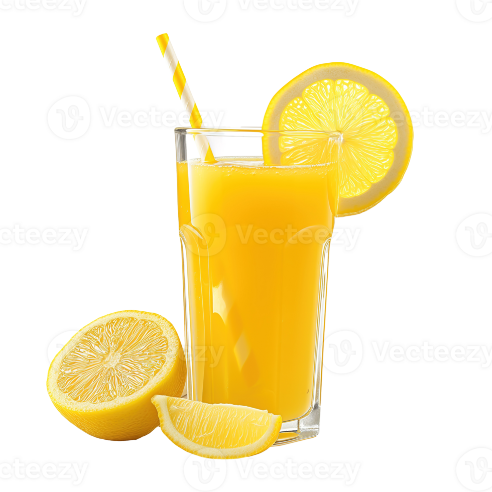 AI generated Glass of fresh lemon juice isolated on transparent background png