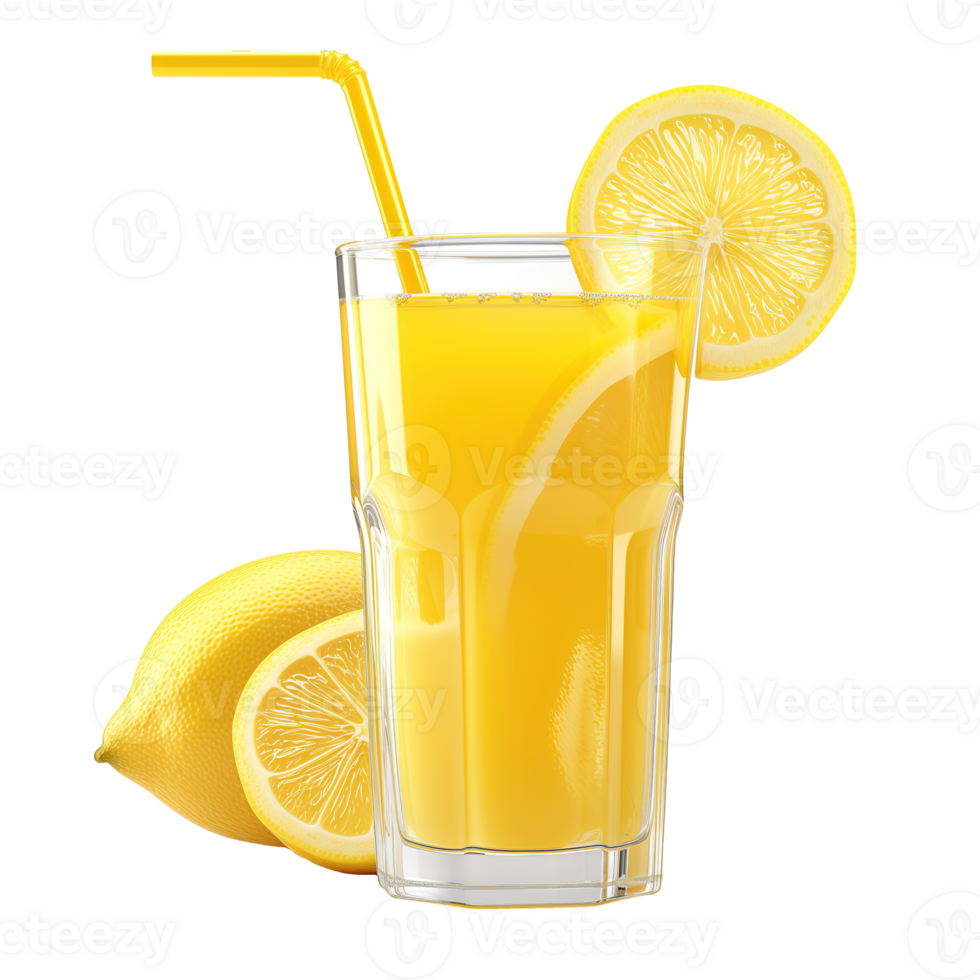 AI generated Glass of fresh lemon juice isolated on transparent background png