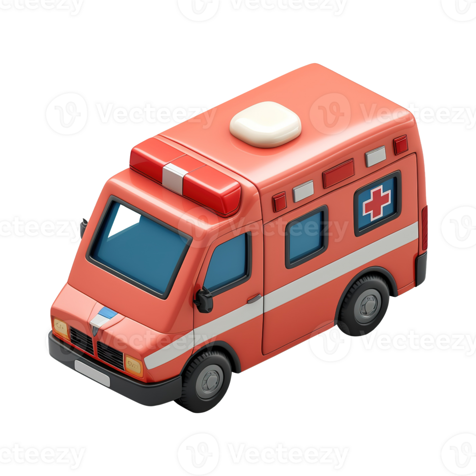 AI generated Ambulance car 3d icon isolated on transparent background png