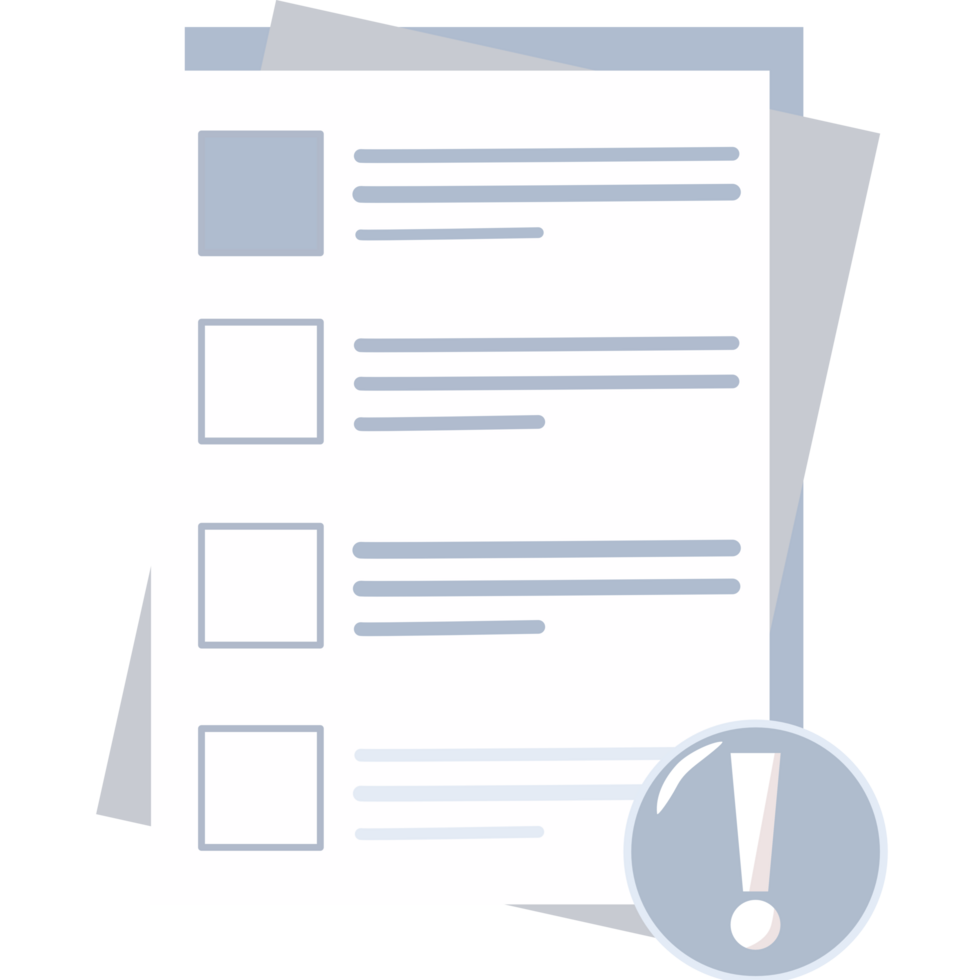 Check Sheet document with exclamation mark png