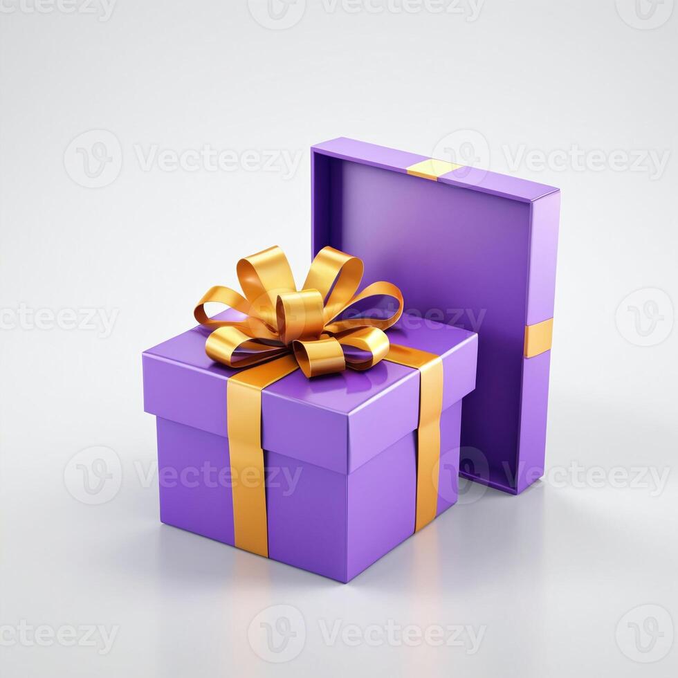 AI generated Gift box present 3D rendered on isolated background photo