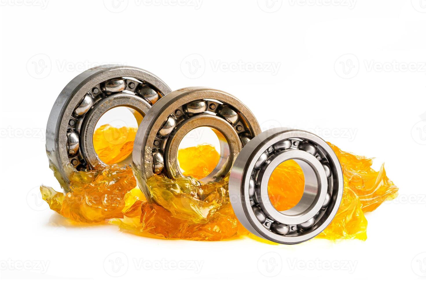 Ball bearing stainless with grease lithium machinery lubrication for automotive and industrial  isolated on white background. photo