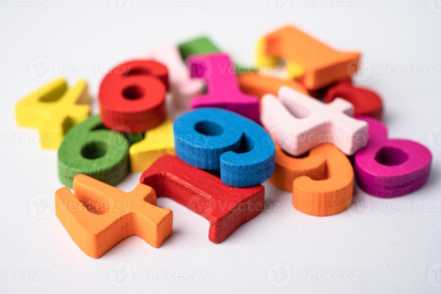 Math number colorful on white background, education study mathematics learning teach concept. photo