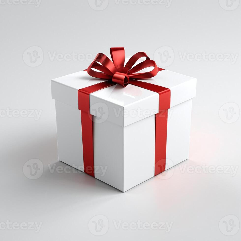 AI generated Gift box present 3D rendered on isolated background photo