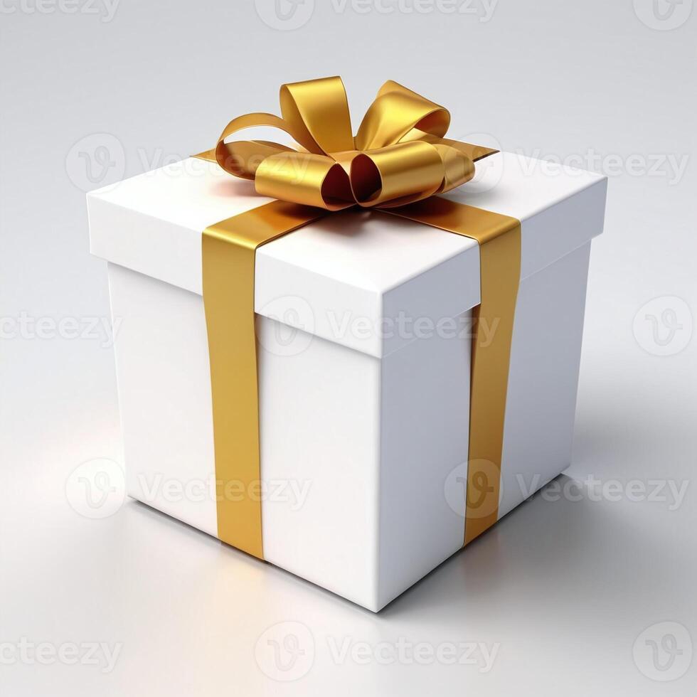 AI generated Gift box present 3D rendered on isolated background photo