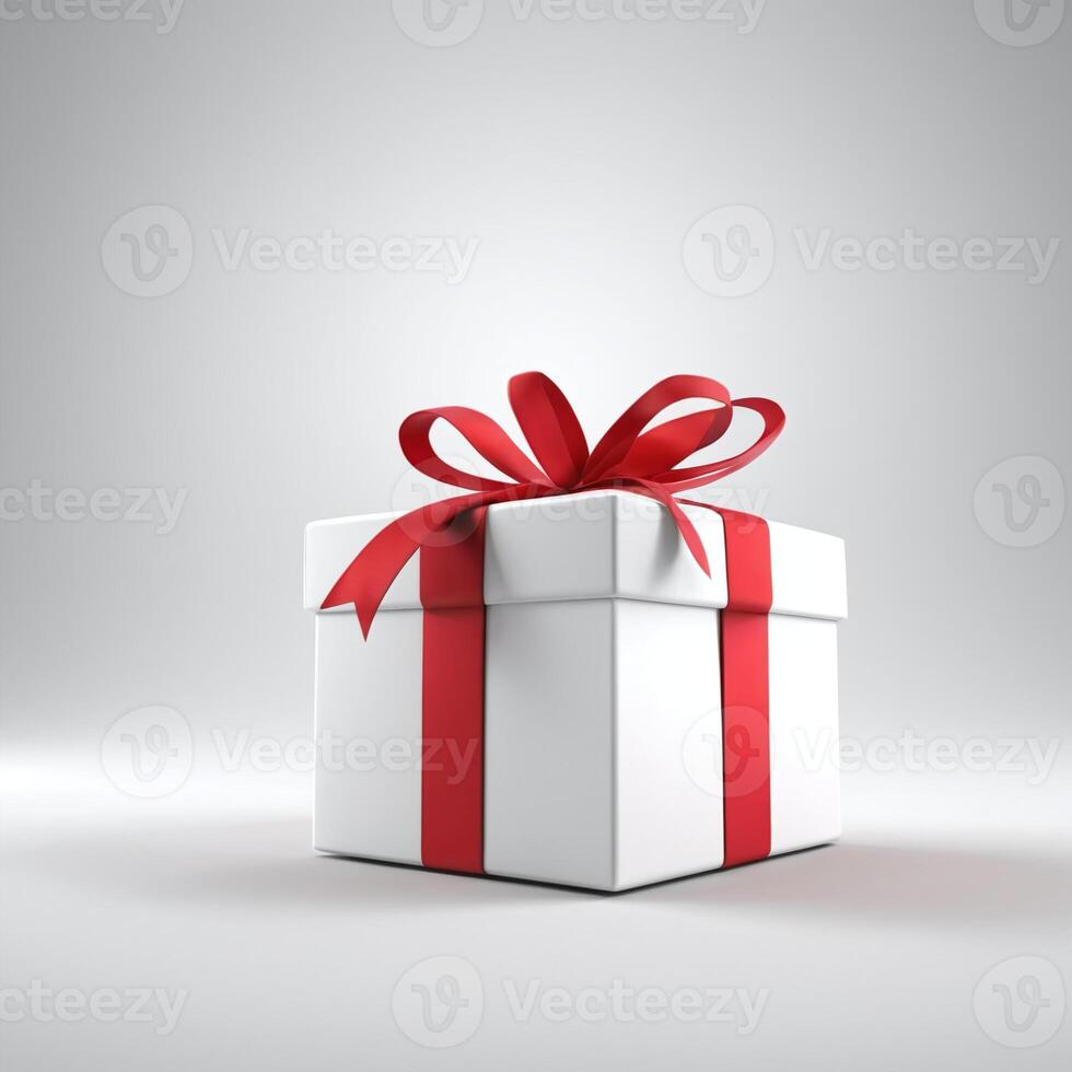 AI generated Gift box present 3D rendered on isolated background photo