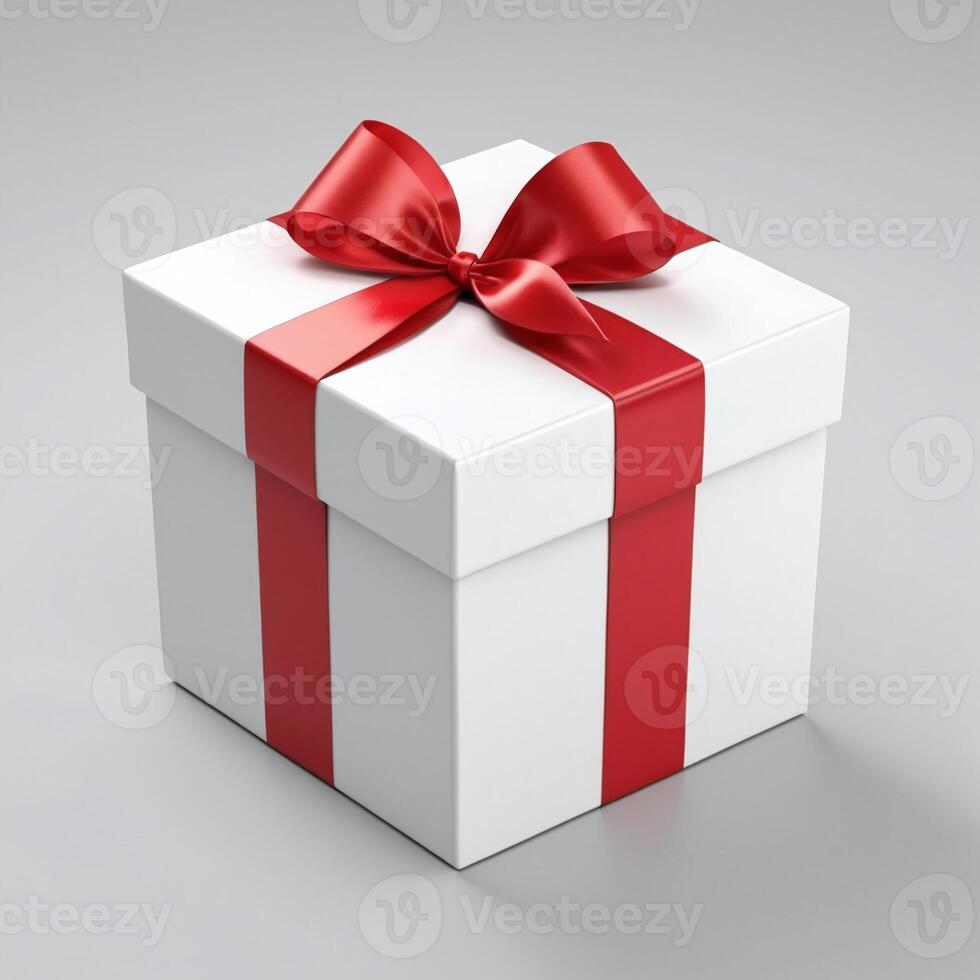 AI generated Gift box present 3D rendered on isolated background photo