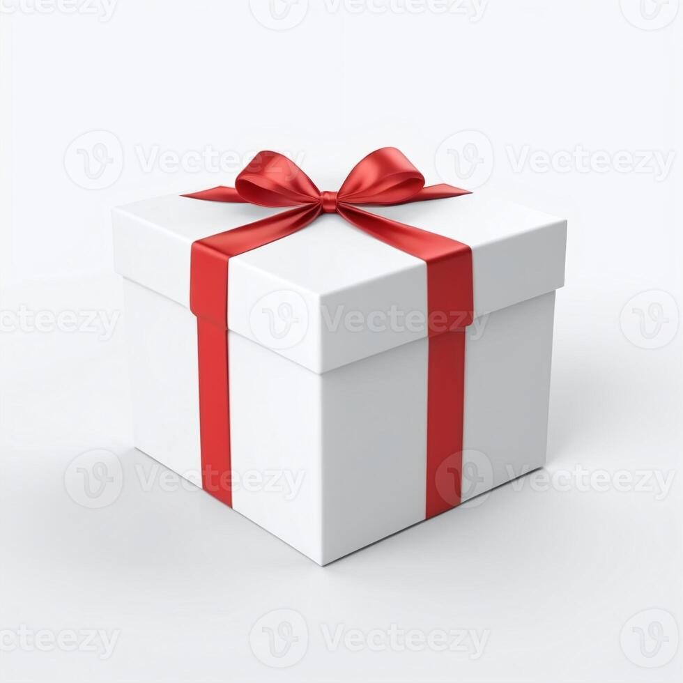 AI generated Gift box present 3D rendered on isolated background photo