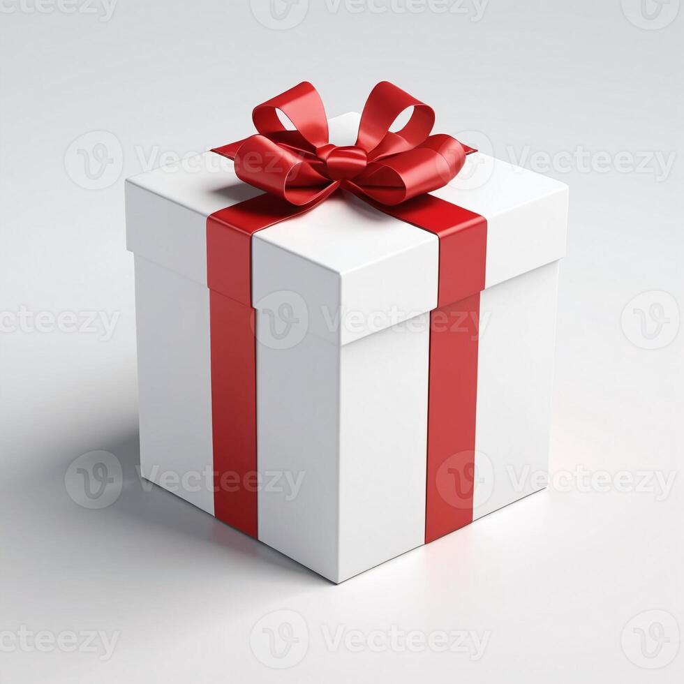 AI generated Gift box present 3D rendered on isolated background photo