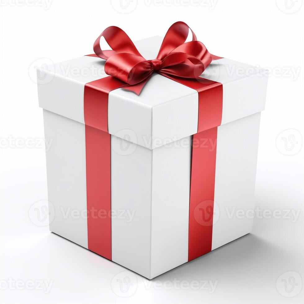 AI generated Gift box present 3D rendered on isolated background photo