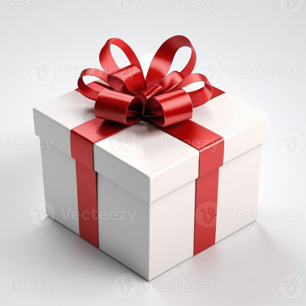 AI generated Gift box present 3D rendered on isolated background photo