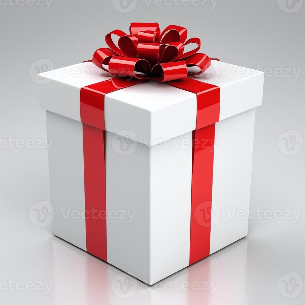 AI generated Gift box present 3D rendered on isolated background photo