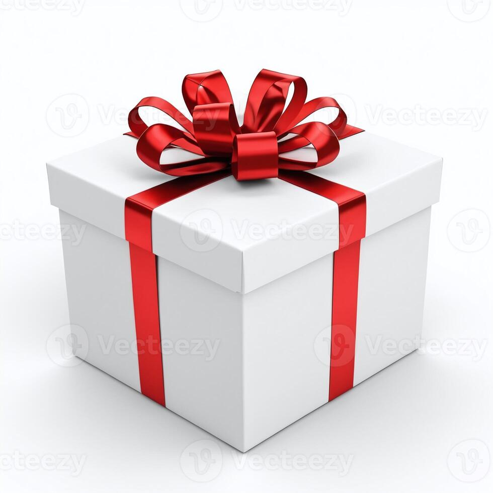 AI generated Gift box present 3D rendered on isolated background photo