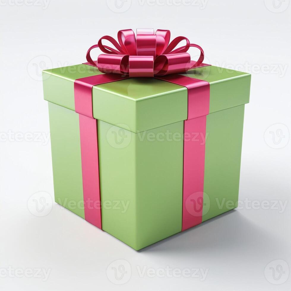 AI generated Gift box present 3D rendered on isolated background photo