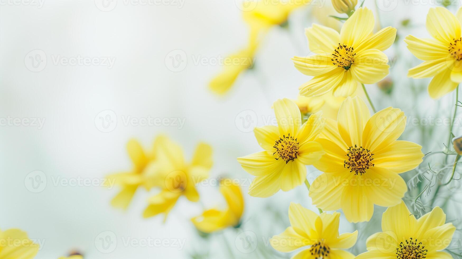 AI generated Pastel yellow beautiful spring flower bloom branch vintage background. photo
