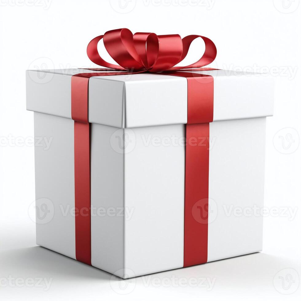 AI generated Gift box present 3D rendered on isolated background photo