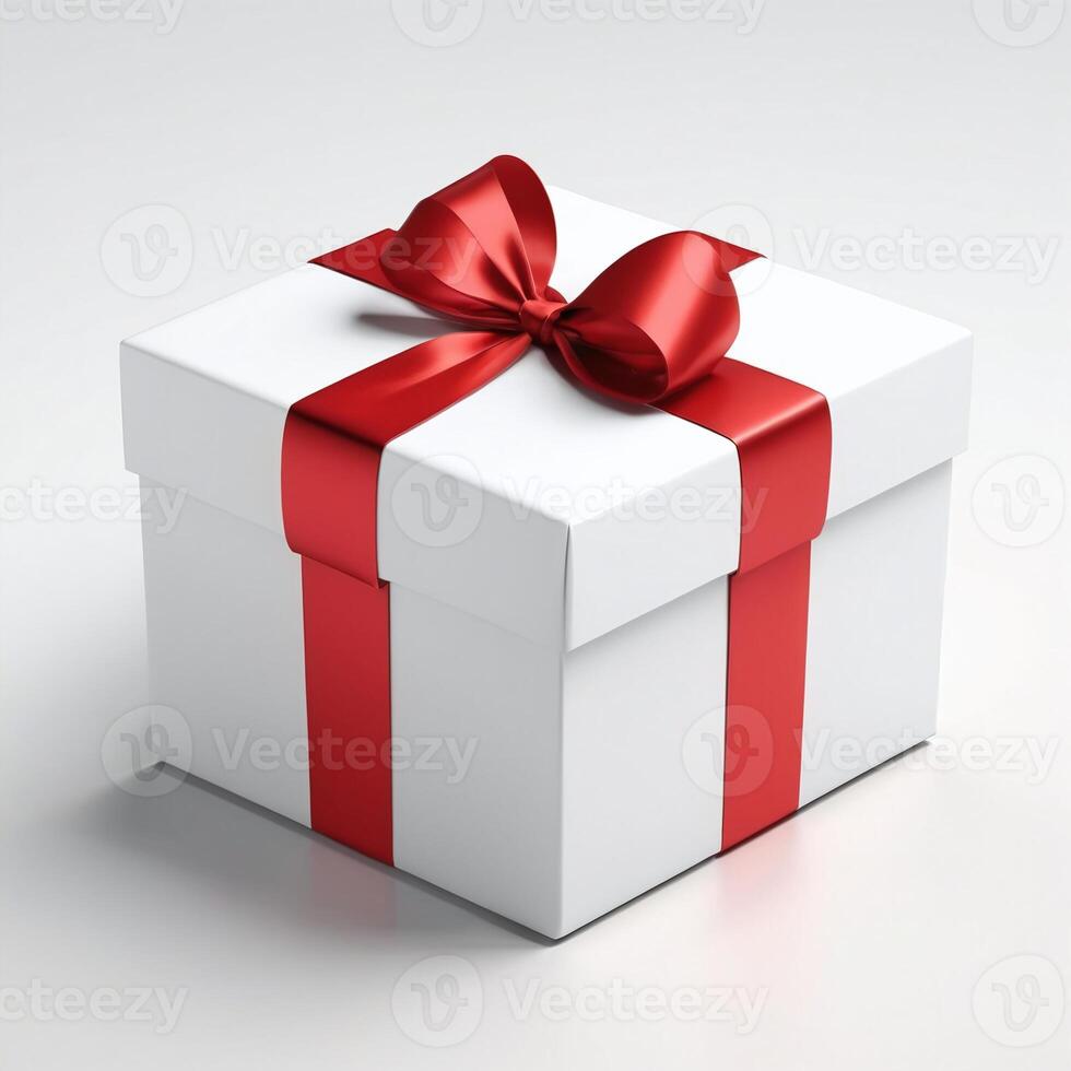 AI generated Gift box present 3D rendered on isolated background photo