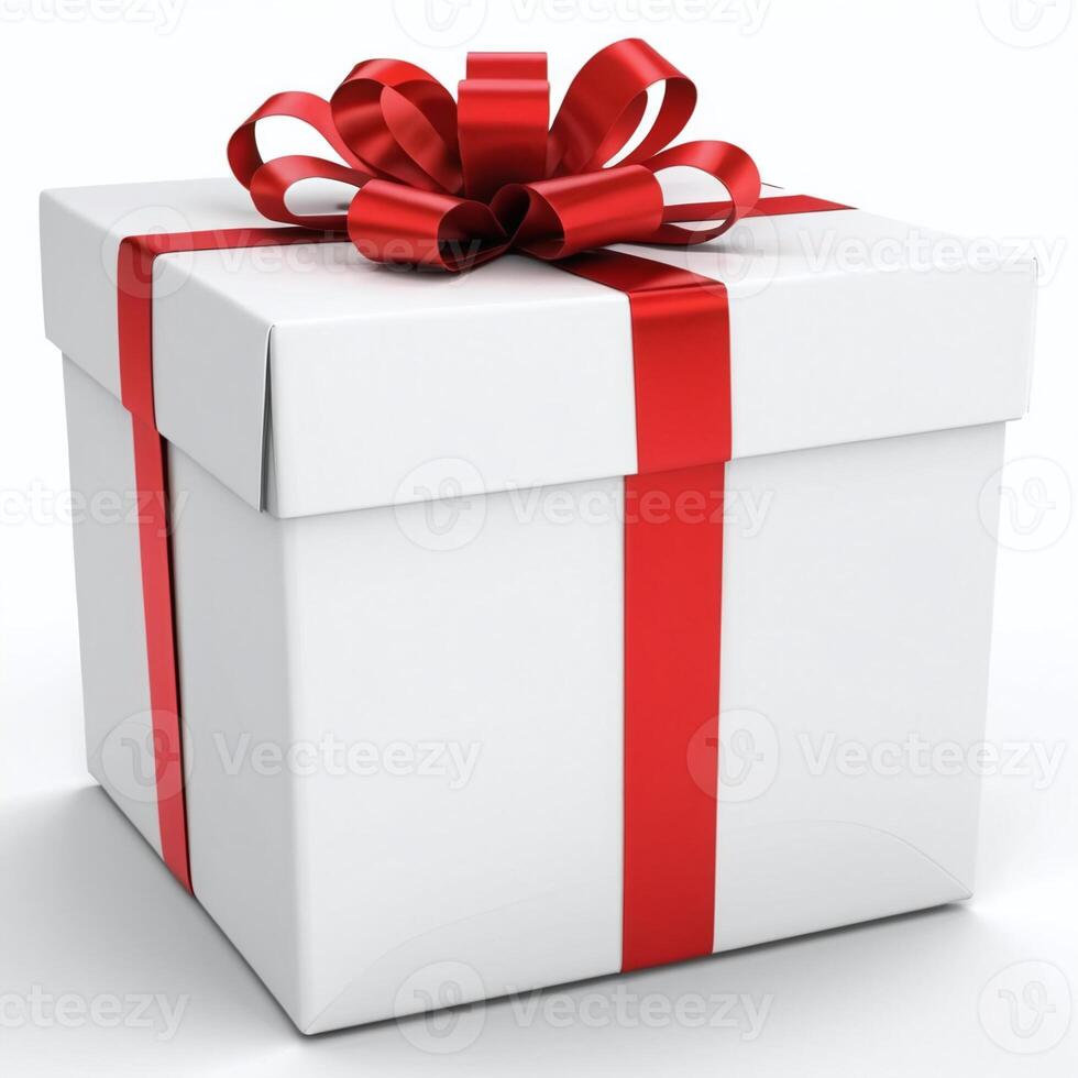 AI generated Gift box present 3D rendered on isolated background photo