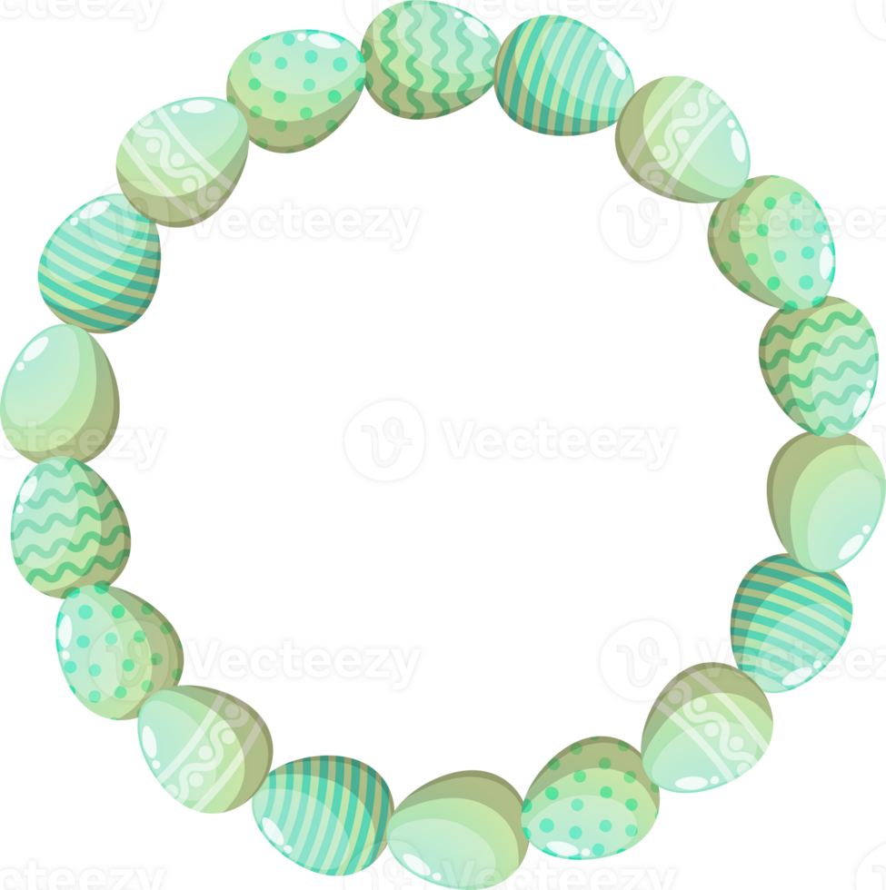 Easter wreath with flowers and eggs for greeting card png