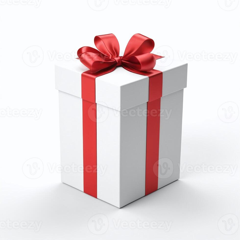 AI generated Gift box present 3D rendered on isolated background photo