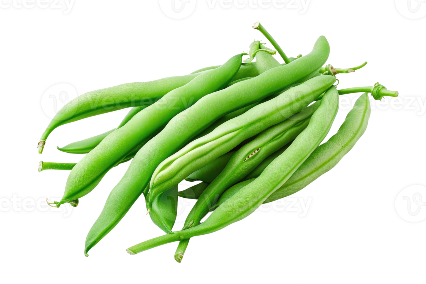 AI generated a pile of green beans isolated on transparent background png