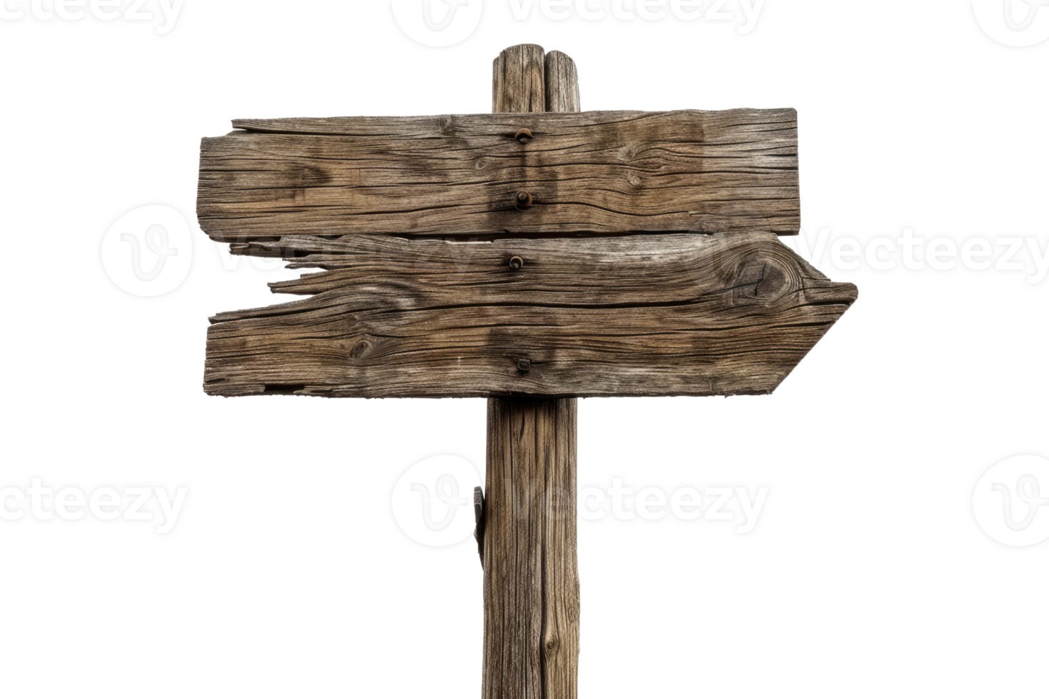 AI generated wooden direction signs with poles, isolated on white or transparent background png