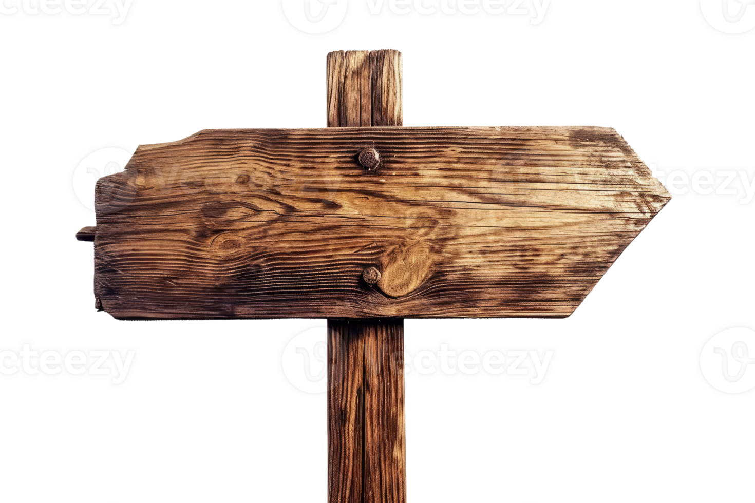 AI generated wooden direction signs with poles, isolated on white or transparent background png