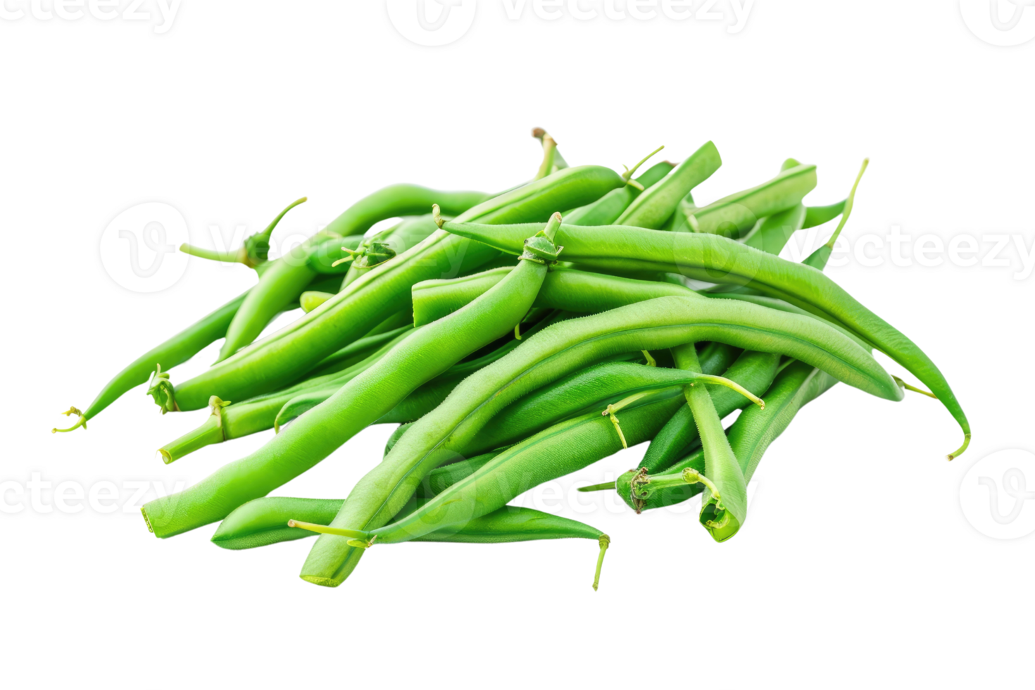 AI generated a pile of green beans isolated on transparent background png