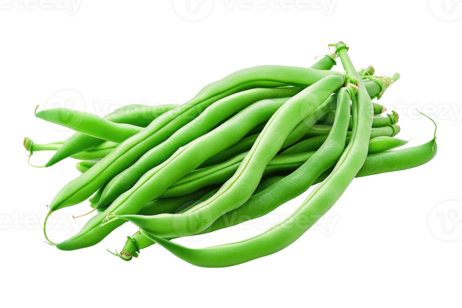 AI generated a pile of green beans isolated on transparent background png