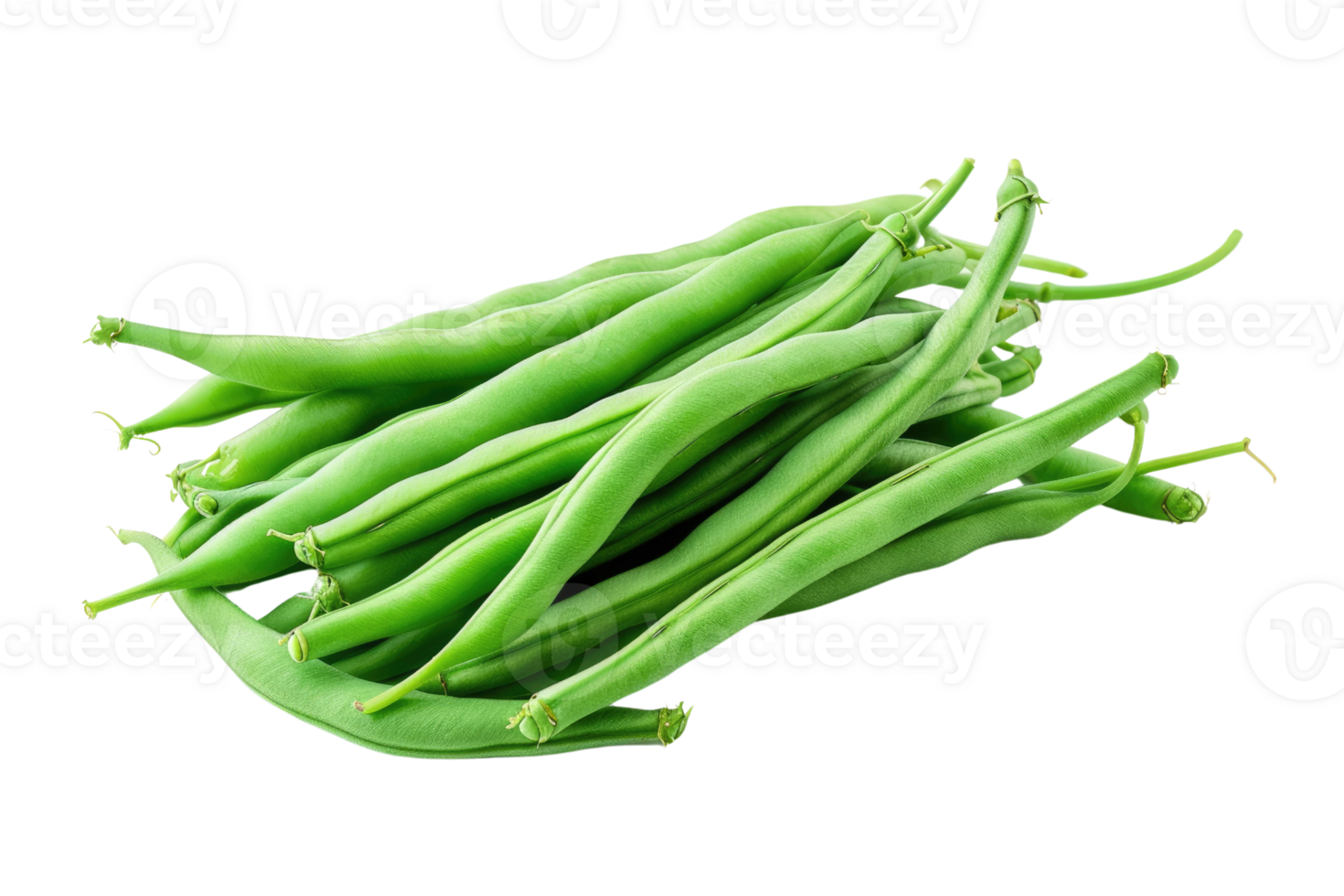 AI generated a pile of green beans isolated on transparent background png