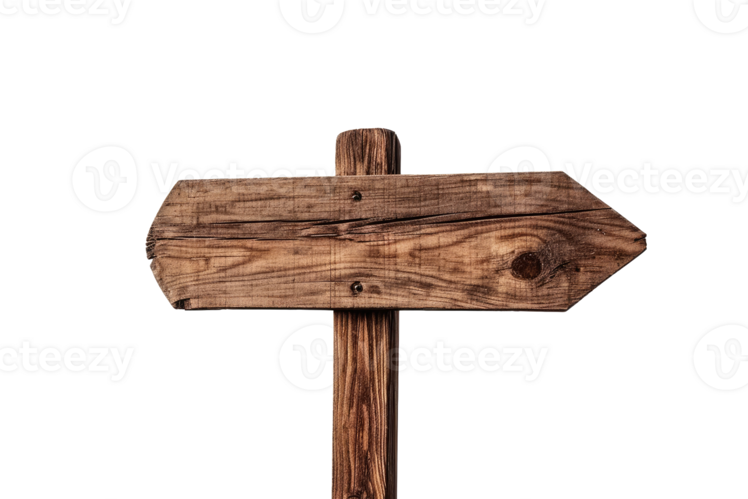 AI generated wooden direction signs with poles, isolated on white or transparent background png