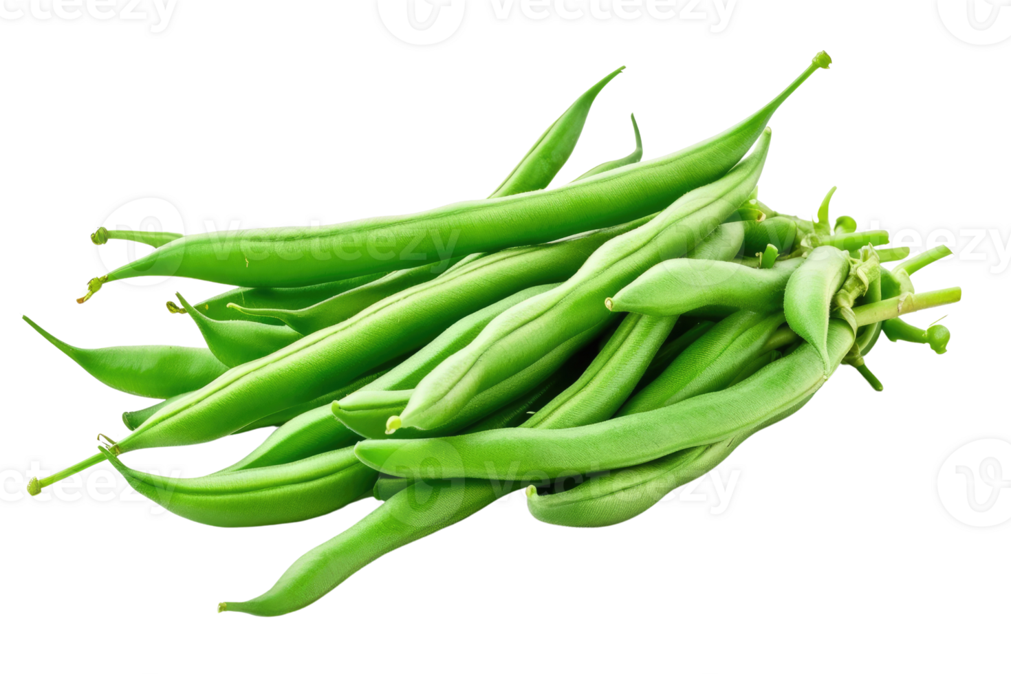 AI generated a pile of green beans isolated on transparent background png