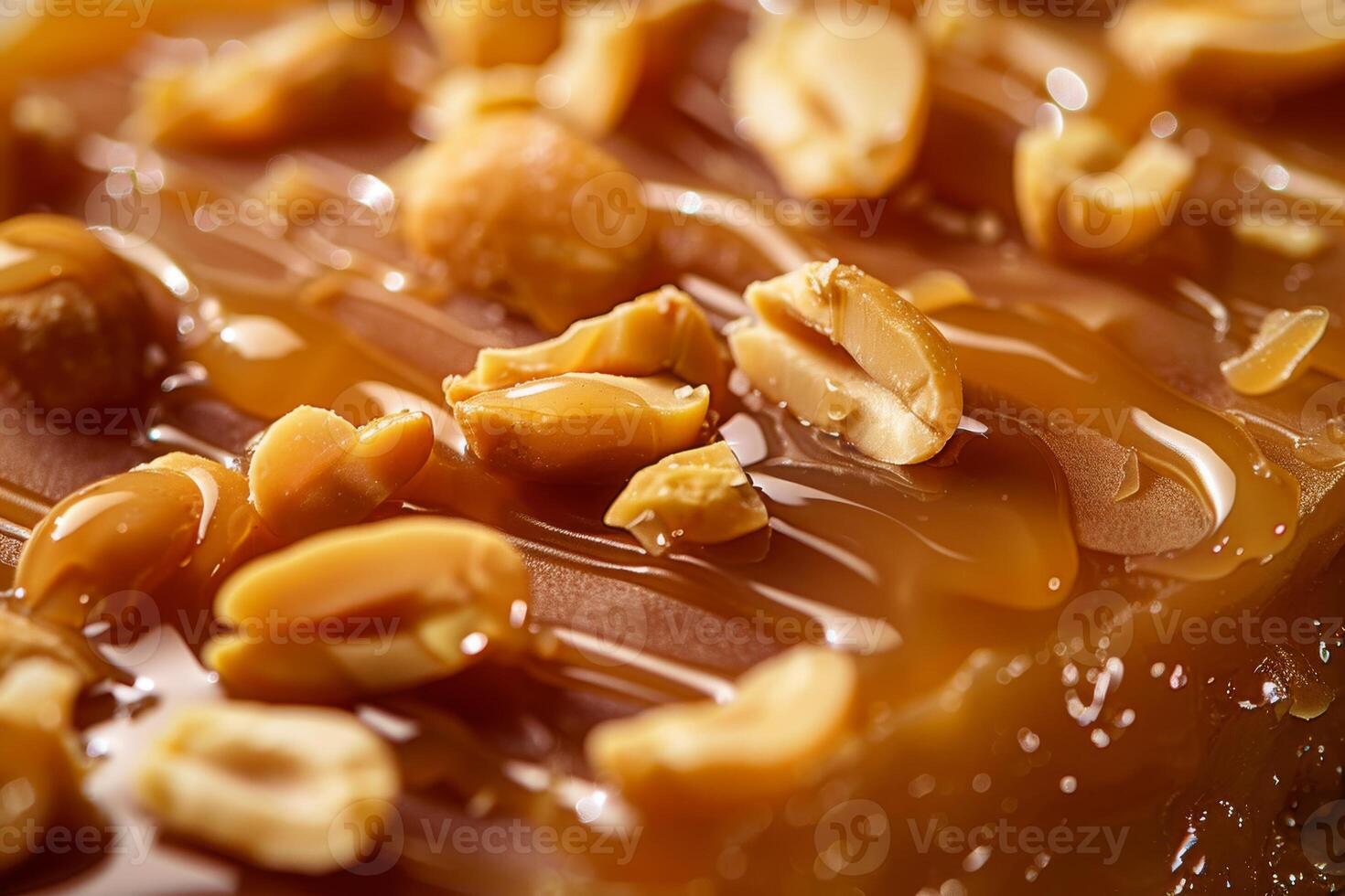 AI generated Decadent Caramel Delight Sprinkled With Crunchy Peanuts on a Velvety Chocolate Base. Generative AI photo